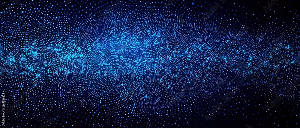Poster abstract blue particle background with dynamic glow