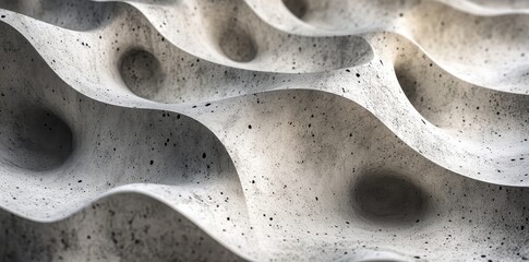Concrete undulation with repetitive curved shapes and pitted texture