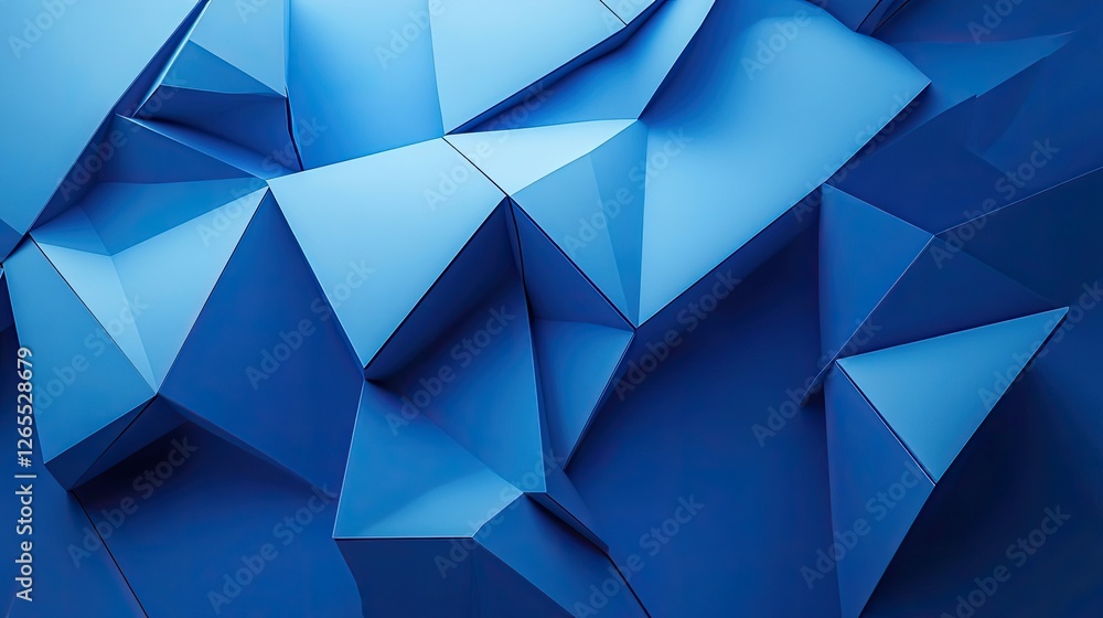 Poster a modern geometric abstract background with sharp edges and vibrant blue tones.