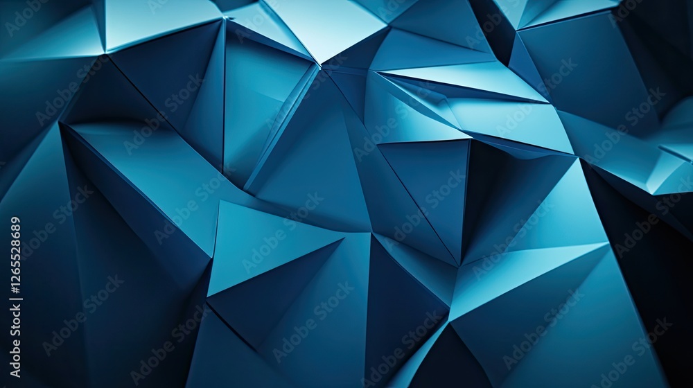 Poster a modern geometric abstract background with sharp edges and vibrant blue tones.
