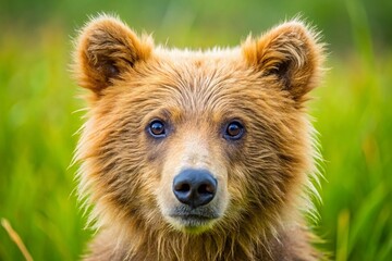 Adorable Blond Grizzly Cub Close-Up, Katmai National Park, Alaska Wildlife