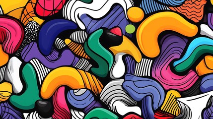 Vibrant Abstract Digital Illustration: A Colorful Swirl of Shapes and Lines AI Generated