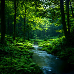 Fototapeta premium Sun Dappled Forest Stream