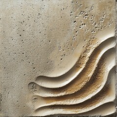 Obraz premium Textured beige panel shows smooth wavy lines against rough surface