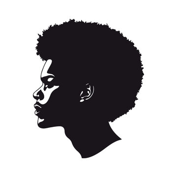 Black afro man silhouette vector illustration