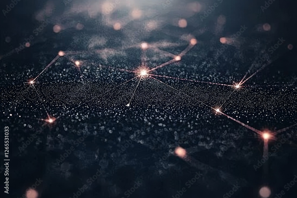 Poster Connecting technology concept abstract digital dot line particle background.