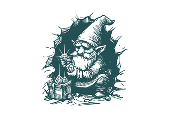 Gnome hand drawn sketch vector