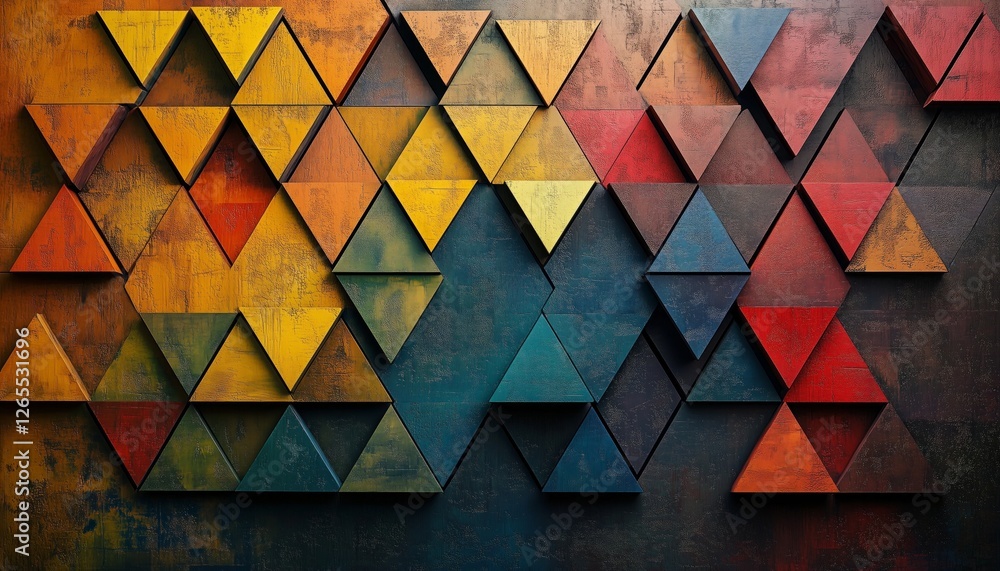 Poster abstract colorful geometric triangle pattern wall art design background texture