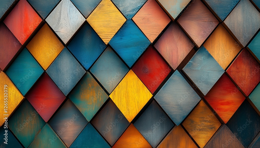 Aufkleber abstract colorful wooden blocks diamond pattern background texture design
