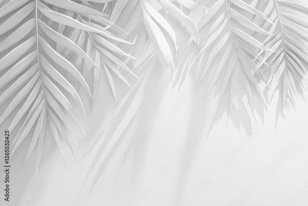 Poster tropical leaf overlay effect on white or transparent background using shadows from palm leaves
