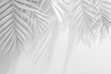 Tropical leaf overlay effect on white or transparent background using shadows from palm leaves