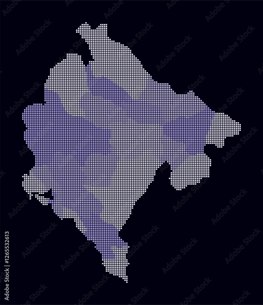 Poster montenegro dotted map. digital style map of the country on dark background. montenegro shape with sq