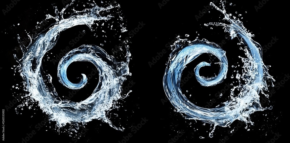 Poster isolated on black background or transparent layer overlay, a glowing electric blue lightning round f
