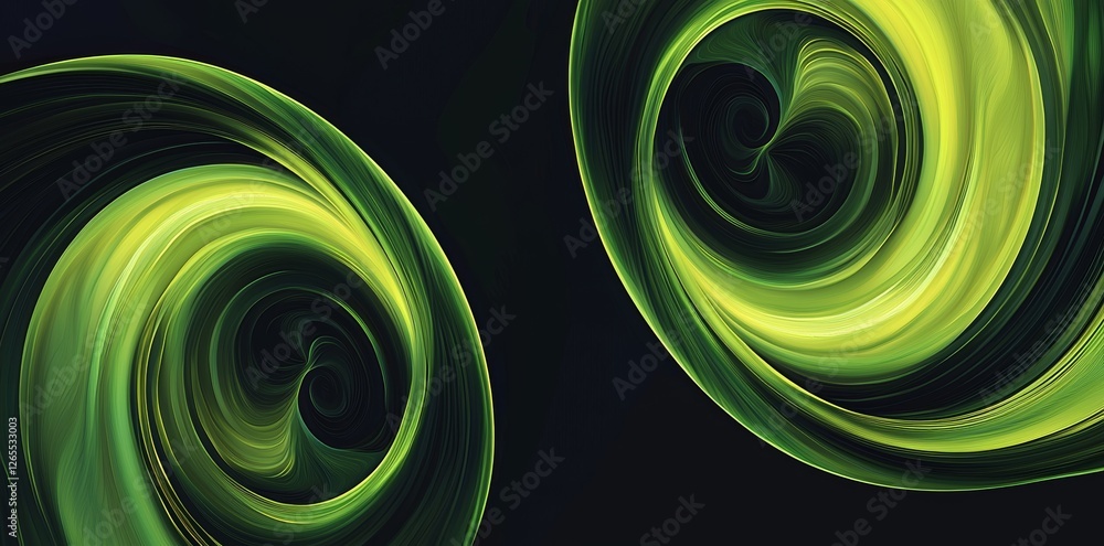 Leinwandbilder a plasma green hologram on a transparent background with lightning round frames on a black backgroun