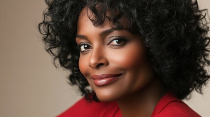 Fototapeta premium African American woman with curly hair exudes natural beauty and confidence.