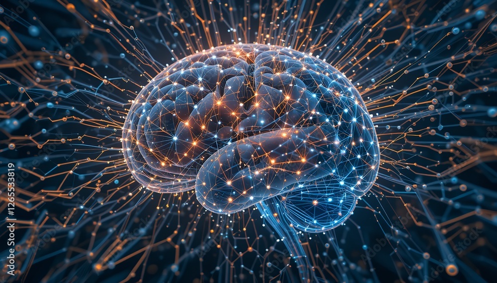 Poster illuminated neural network: a digital brain's glowing synapses
