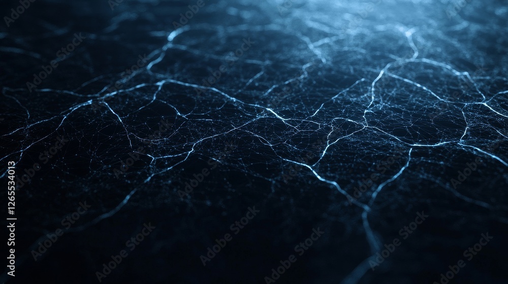 Poster An abstract background with a high-tech, futuristic theme, featuring a particle mesh design.