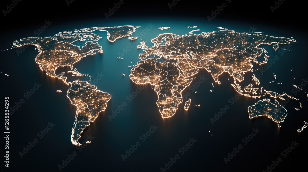 Poster experience a visual representation of a global network connection map featuring location signs in an