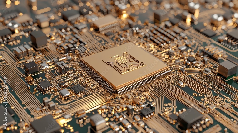 Aufkleber Neurons, data connections, and generative AI technology enable abstract quantum computing