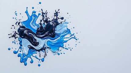 Fototapeta premium Dynamic Blue and Black Paint Splash on White Background AI Generated