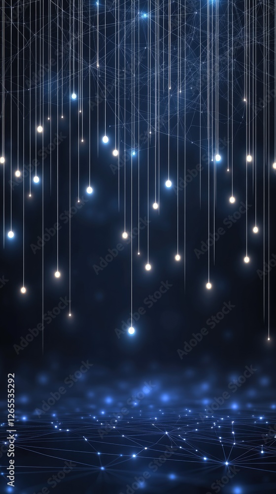 Poster experience a visual representation of a global network connection map featuring location signs in an