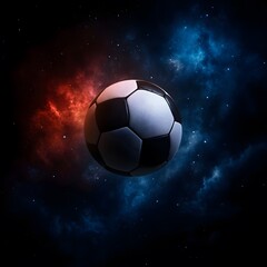 Fototapeta premium photo realistic soccer ball as a planet in space 