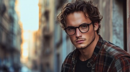 Stylish man exudes urban confidence in a casual portrait, blending modern elegance with effortless charm.
