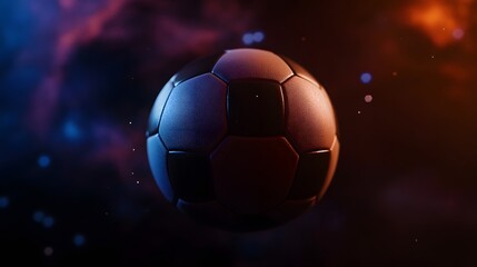 Naklejka premium photo realistic soccer ball as a planet in space 