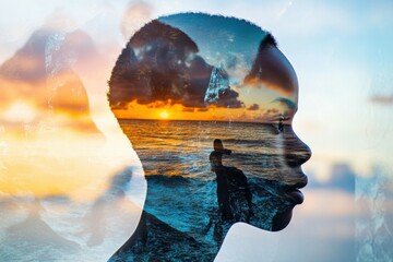 Mental State. African American Woman Silhouette Reflecting Mental Health and Sense of Freedom