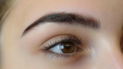 Obraz premium Microblading Eyebrows: Pigment Tattoo Application at Beauty Salon for Face Care