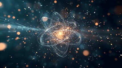 Obraz premium Glowing Atom Particle Abstract Background