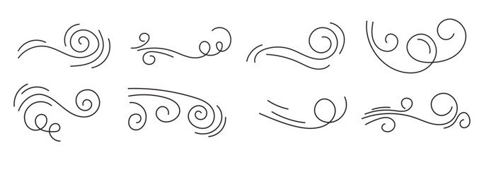 collection of wind blowing effects with editable strokes . 1176