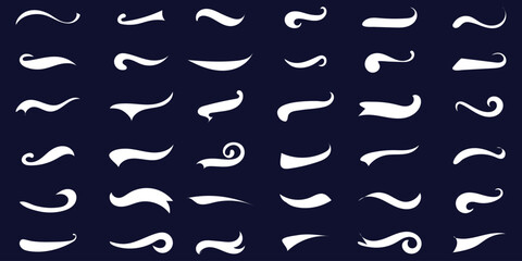 Swoosh and swash tails line collection. Swooshes text tail for baseball design.  1176
