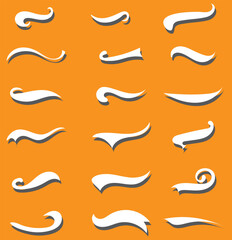 Swoosh and swash tails collection. Swooshes text tail for baseball design. Sports swash underline shapes set in retro style. 1176
