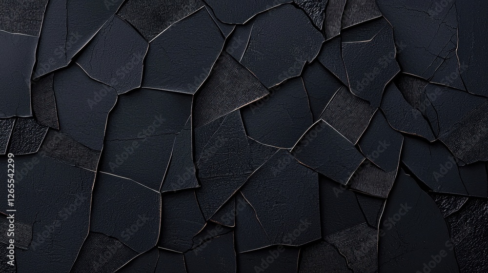 Poster abstract textured background with dark black pieces of material arranged in an artistic manner creat