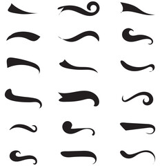 Swoosh and swash tails line and flat collection. Swooshes text tail for baseball design. Sports swash underline shapes set in retro style. 1176