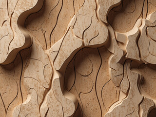 A hyperrealistic ultra-HD seamless cork texture with intricate organic patterns and carved indentations.
