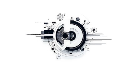Obraz premium Abstract Monochrome Tech Design: Digital Illustration AI Generated