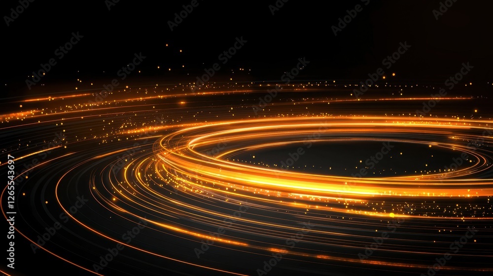 Aufkleber dynamic swirling light trails creating an energetic abstract background with glowing particles and v