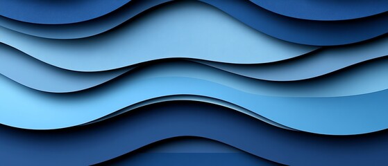 Fototapeta premium Abstract Blue Wave Layers Paper Design Background Sea Art Card Waves 