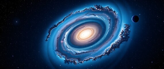 A cosmic galaxy wallpaper, showcasing a breathtaking view of a spiral galaxy with countless stars, rendered in a photorealistic style with rich, saturated colors, in a widescreen f.