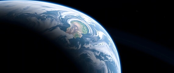 A space wallpaper depicting a realistic view of Earth from space, showcasing the planet's curvature, continents, and oceans in accurate detail, using a high-resolution, slightly de.