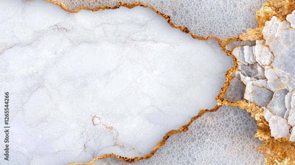Poster elegant abstract marble texture with gold accents, featuring smooth white and grey patterns and natu