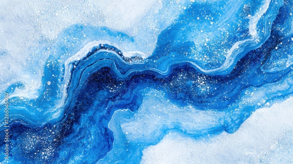 Poster abstract blue wave background with glittering texture and fluid patterns for creative design and art