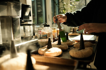 making homemade bagels on a sunny sunday morning