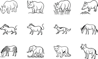 African Wildlife Rhinoceros, Warthog, Zebra, Elephant, and More