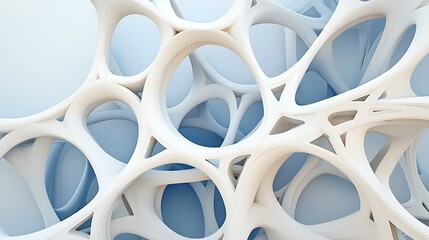 Abstract 3D Render: Interlocking Organic Forms in Cool Tones AI Generated