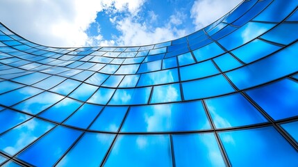 Abstract view of a modern building with glass and steel architecture. 
