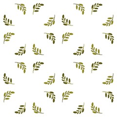 seamless  digital floral pattern with green leaves 
