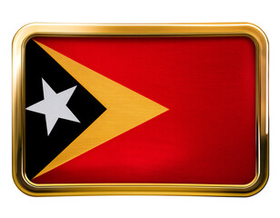 東ティモールの国旗のブローチ。白背景。(Timor-Leste flag brooch on white background)
